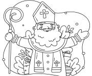 Coloriage Saint Nicolas ouvrant sa main pour la f&ecirc;te