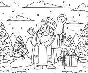 Coloriage Saint Nicolas pendant la fete