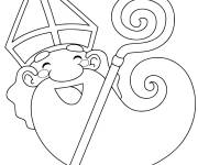 Coloriage Saint Nicolas plein de joie pour Noel