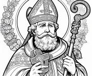 Coloriage Saint Nicolas portrait avec couronne