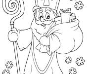 Coloriage Saint Nicolas pour la f&ecirc;te de D&eacute;cembre