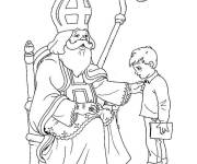 Coloriage Saint Nicolas recoit une lettre d'un garcon