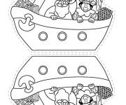 Coloriage Saint Nicolas sur bateau &agrave; d&eacute;couper