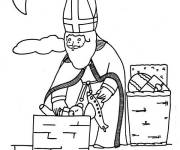 Coloriage Saint-Nicolas sur le toit PS