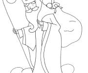 Coloriage Saint Nicolas sur les cieux