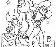 Coloriage Saint Nicolas sur son &acirc;ne de cartoon