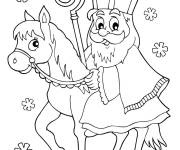 Coloriage Saint Nicolas sur son cheval mignon