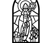 Coloriage Saint Nicolas sur vitrail