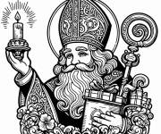 Coloriage Saint Nicolas tenant une chandelle