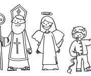 Coloriage Saint Nicolas, un ange et un diable GS