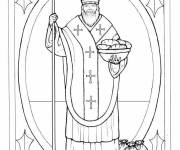 Coloriage Saint Nikolas tenant une assiette de pain dans ses mains