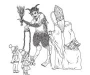 Coloriage et dessins gratuit Saint Nikolaus et Krampus avec les enfants à imprimer