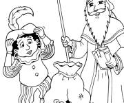 Coloriage Sc&egrave;ne de Saint Nicolas avec le soldat