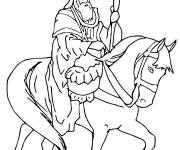 Coloriage St Nicolas &agrave; cheval avec son b&acirc;ton