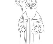 Coloriage St Nicolas avec baton et potion