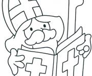 Coloriage St Nicolas en lisant dans le grand livre