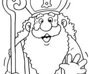 Coloriage et dessins gratuit St Nicolas joyeux à imprimer