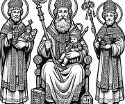 Coloriage Trois illustrations de Saint Nicolas