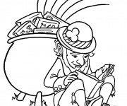 Coloriage Saint-Patrick Leprechaun lit un livre