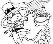 Coloriage Souris portant le chapeau de Saint-Patrick