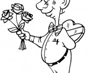 Coloriage Amoureux offre des Fleurs en St-Valentin