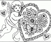 Coloriage Ange d'amour portant Un Coeur