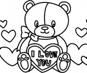 Coloriage Cadeau Peluche de St-Valentin