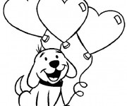 Coloriage Chien porte des Ballons  pour St-Valentin