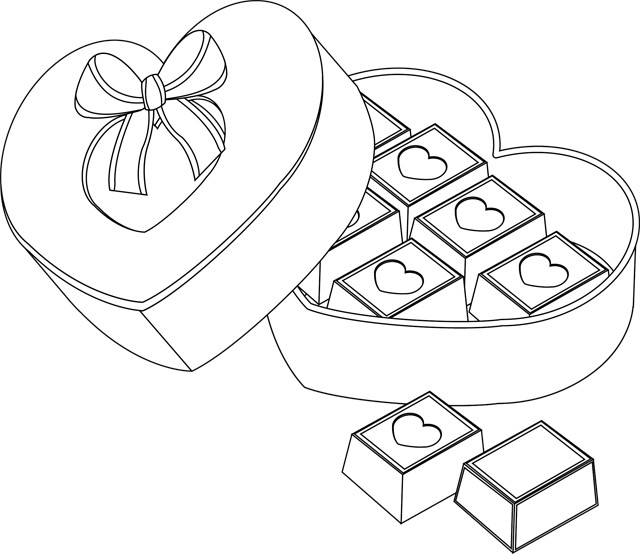 Coloriage et dessins gratuits Chocolat pour Le St-Valentin à imprimer