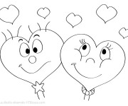 Coloriage Coeurs de St-Valentin en amour