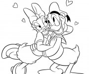 Coloriage Donald Duck et Daisy et Le St-Valentin