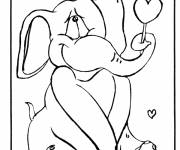 Coloriage Éléphant fou amoureux