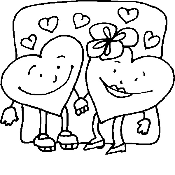 Coloriage et dessins gratuits Image de Coeurs amoureux facile à imprimer