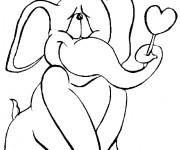 Coloriage L'Éléphant et Le Saint Valentin