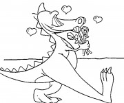 Coloriage Le Dinosaure en amour