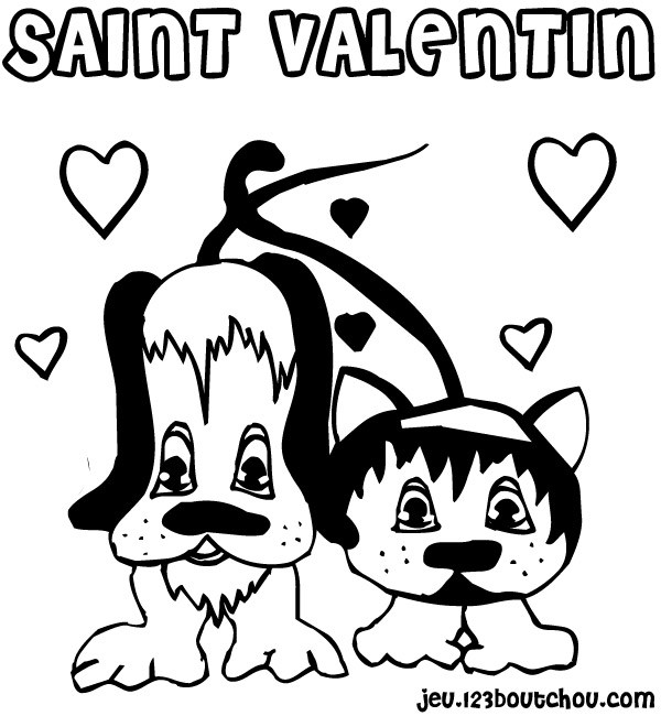 Coloriage et dessins gratuits Les Animaux et Le Saint Valentin à imprimer