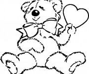 Coloriage Ourson St-Valentin en Ligne