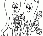 Coloriage Poulpes amoureux