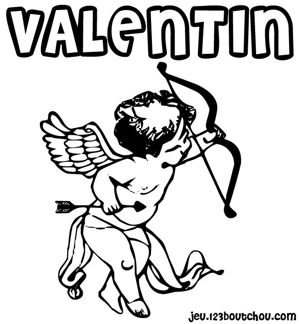 Coloriage et dessins gratuits St-Valentin Ange à imprimer
