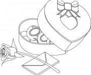 Coloriage St-Valentin Cadeaux et Lettres