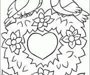 Coloriage et dessins gratuit St-Valentin Coeur d'amour à imprimer