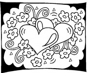 Coloriage St-Valentin Coeurs