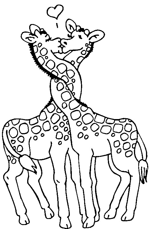 Coloriage et dessins gratuits St-Valentin Giraffe amoureux à imprimer