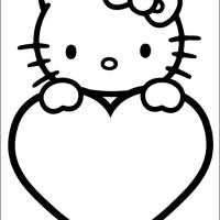 Coloriage et dessins gratuit St-Valentin Hello Kitty à imprimer