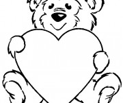 Coloriage St-Valentin Ours et Amour