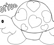 Coloriage et dessins gratuit Tortue décorée avec des Coeurs à imprimer