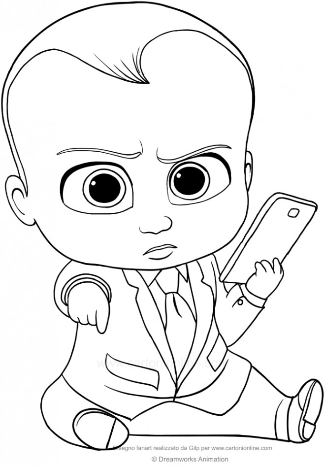 Coloriage Bébé Boss Et Son Portable