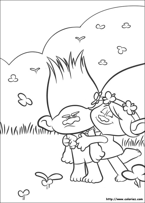 Coloriage Les Trolls Poppy Et Branche Dessin Gratuit à Imprimer