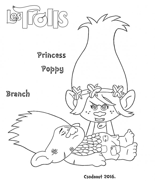 Coloriage Les Trolls Princesse Poppy Dessin Gratuit à Imprimer