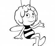 Coloriage et dessins gratuit Abeille Maya assise à imprimer